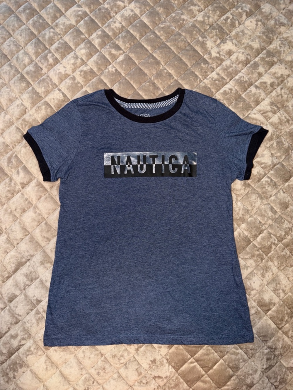 Nautica Navy Tee with Black Logo and Trim